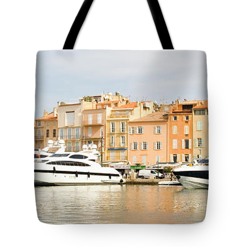 Panoramic Tote Bag featuring the photograph Harbour, St. Tropez, Cote Dazur, France by John Harper