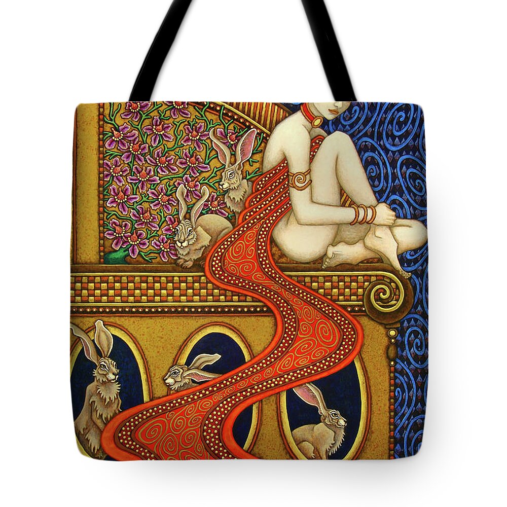 Hare Tote Bag featuring the painting Hare Majesty's Hutch by Amy E Fraser