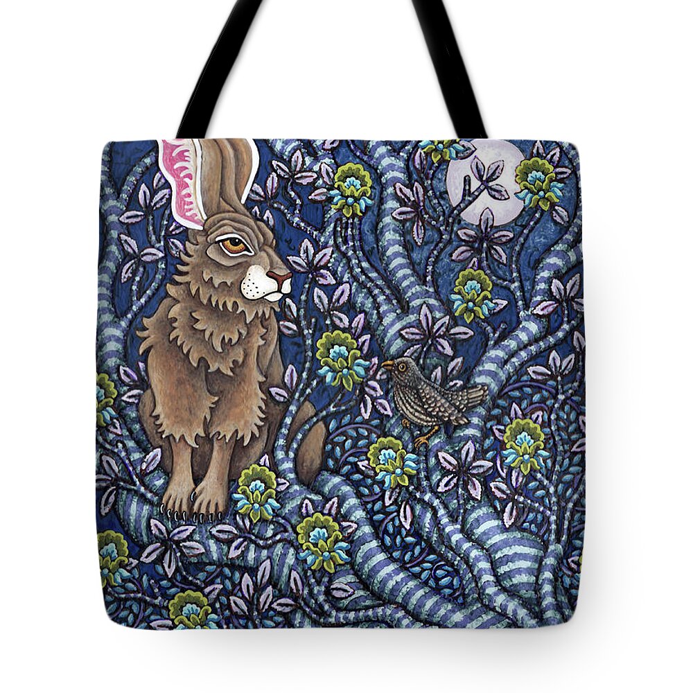 Hare Tote Bag featuring the painting Hare TapesTree 3 by Amy E Fraser