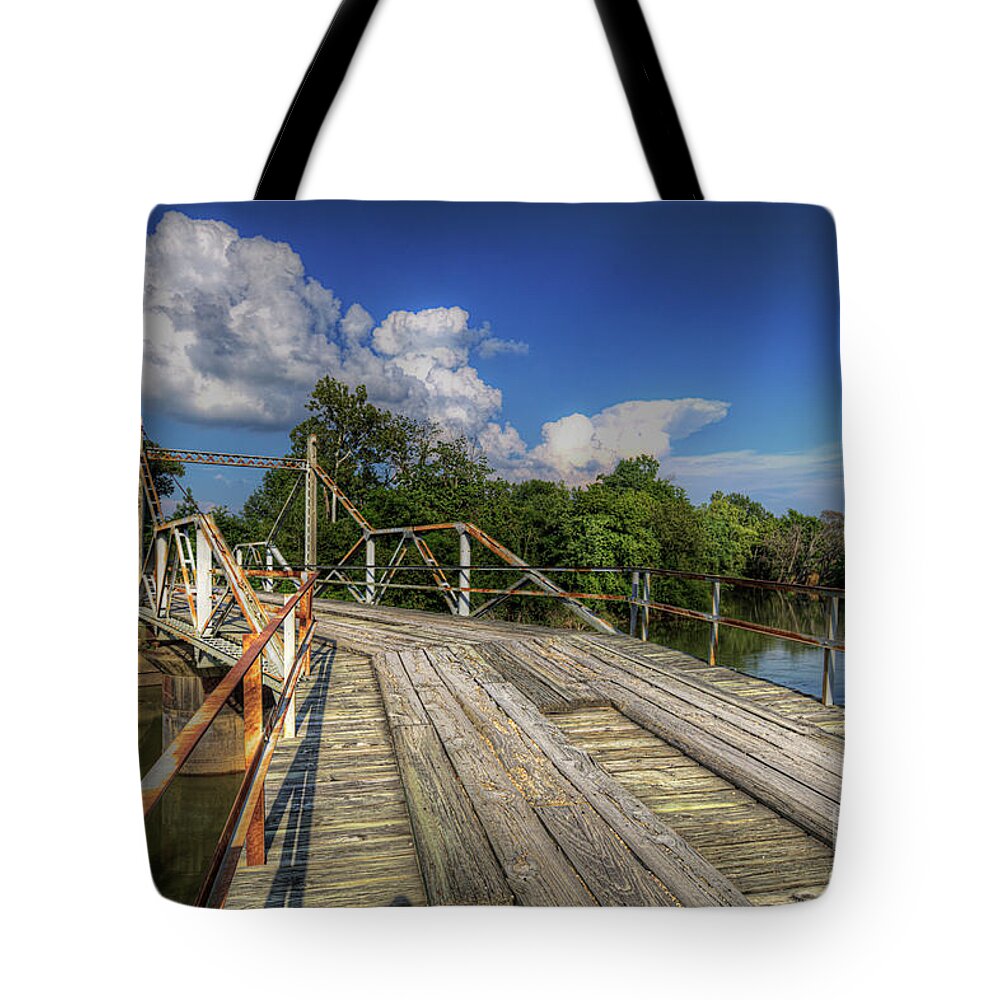 Travel Tote Bag featuring the photograph Hargrove Pivot Bridge by Larry Braun