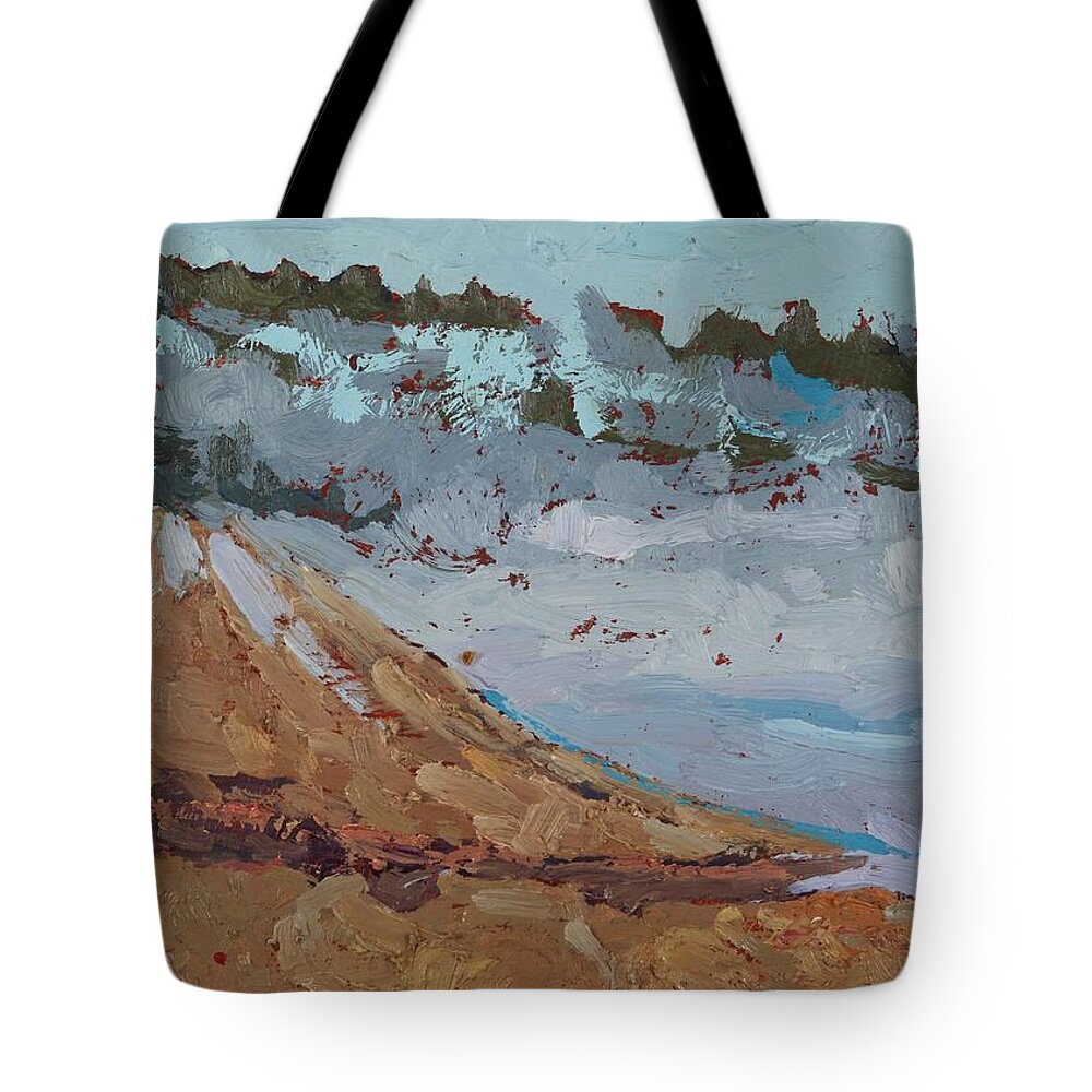 2118 Tote Bag featuring the painting Harmony Beach Fog and Drizzle by Phil Chadwick