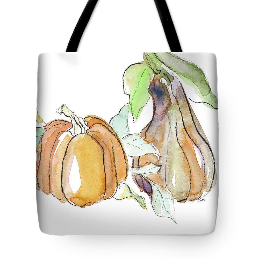 Harvest Tote Bag featuring the mixed media Harvest Pumpkin And Squash II by Lanie Loreth