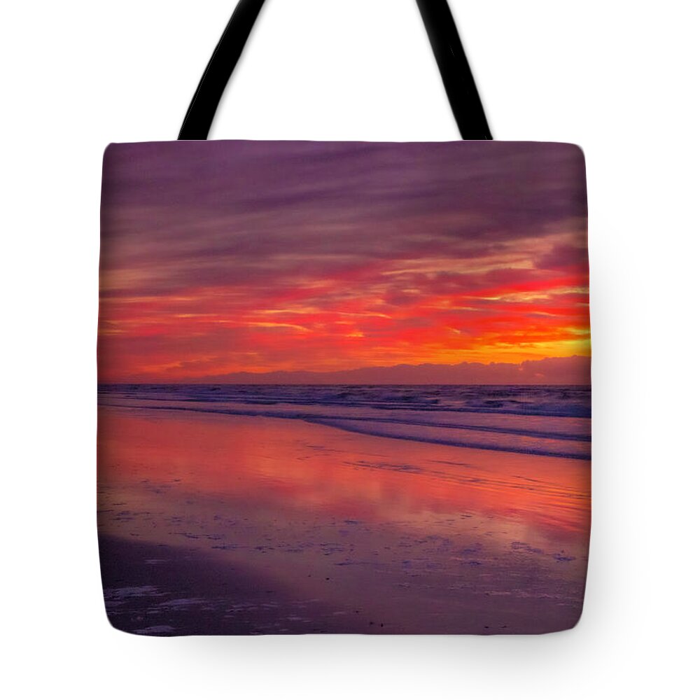Cape Hatteras National Seashore Tote Bag featuring the photograph Hatteras Sunrise 2011-10 01 by Jim Dollar