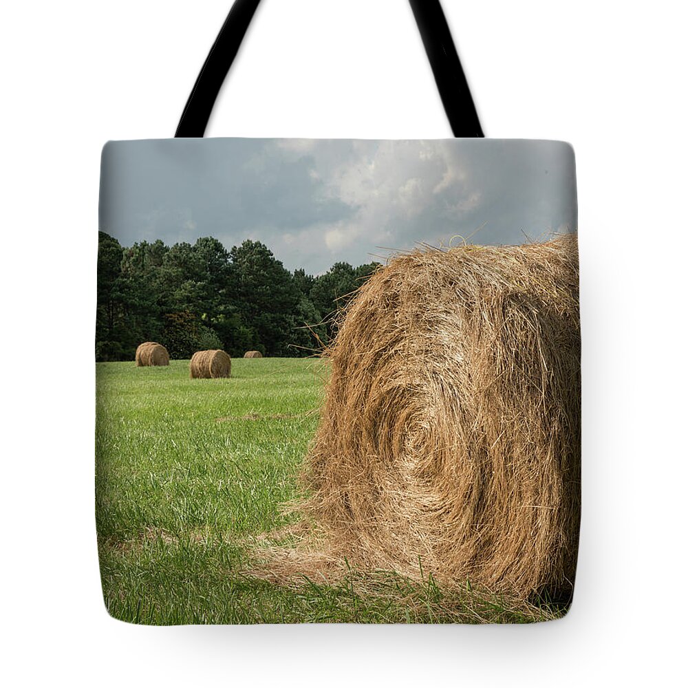 Hay Bales Tote Bag featuring the photograph Hay Bales by Minnie Gallman