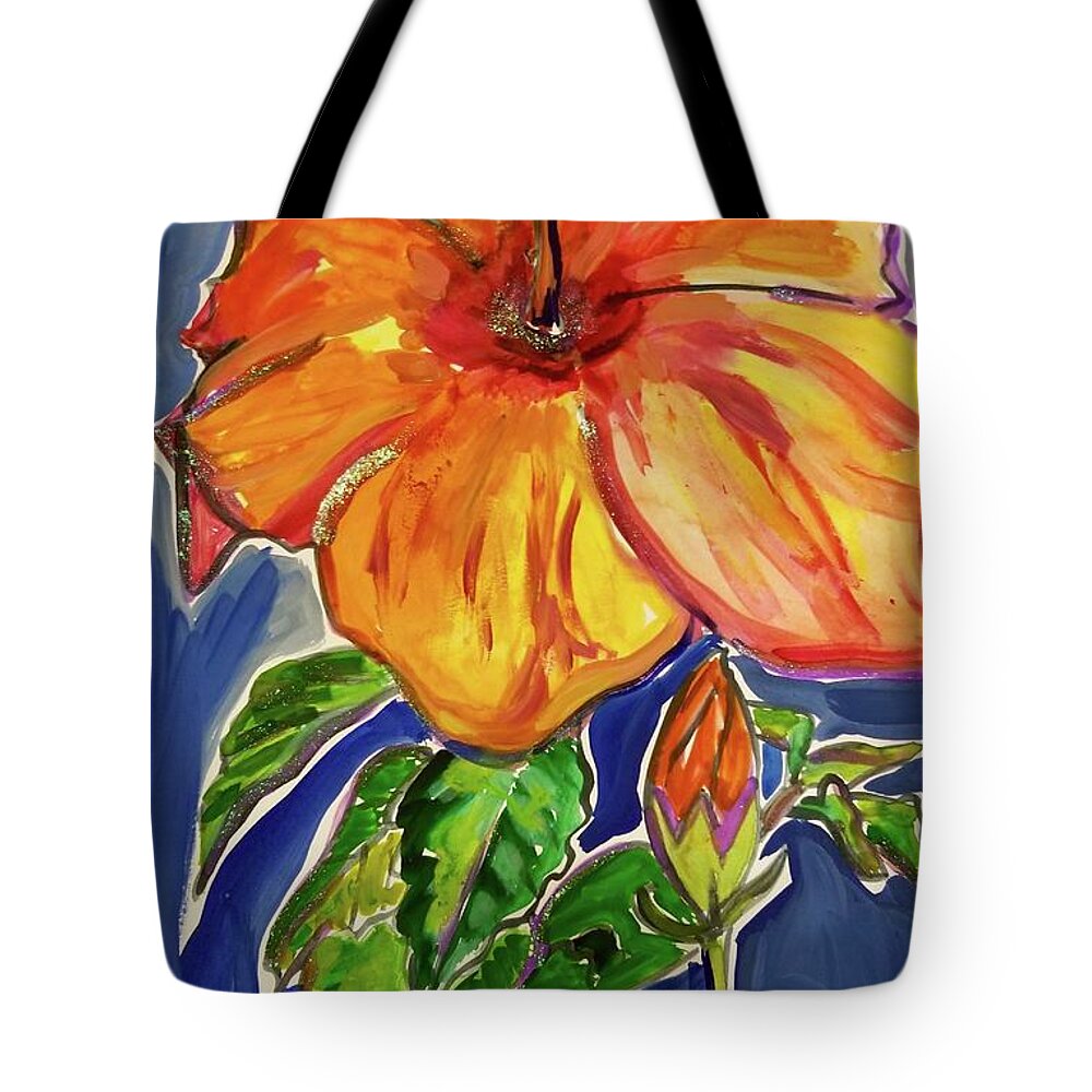 Hibiscus Tote Bag featuring the painting Hbiscus Composition by Catherine Gruetzke-Blais