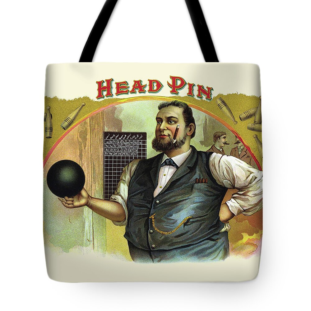 Bowling Tote Bag featuring the painting Head Pin by Haywood, Strasser & Voigt Litho