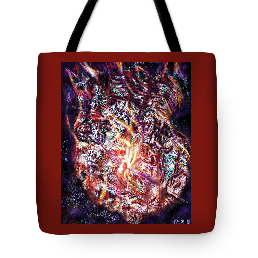 Heart Tote Bag featuring the digital art Heart Energy by Angela Weddle