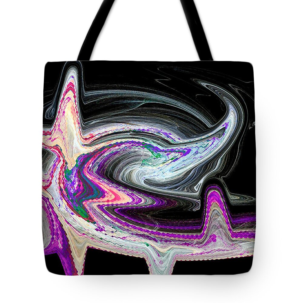 Heart Tote Bag featuring the digital art Heart Monitor Waveform Abstract Purple by Don Northup
