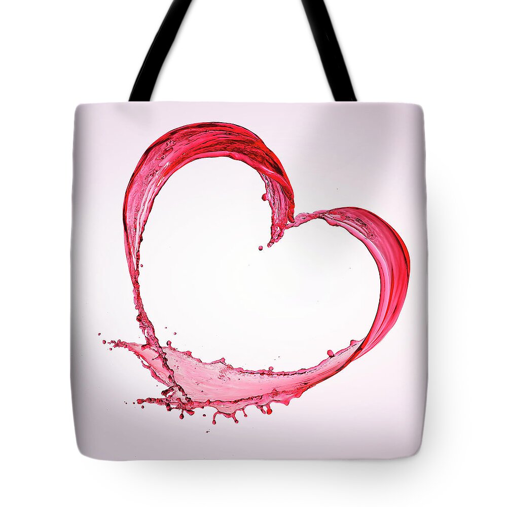 Purity Tote Bag featuring the photograph Heart Shape Of Red Splash Water by Biwa Studio