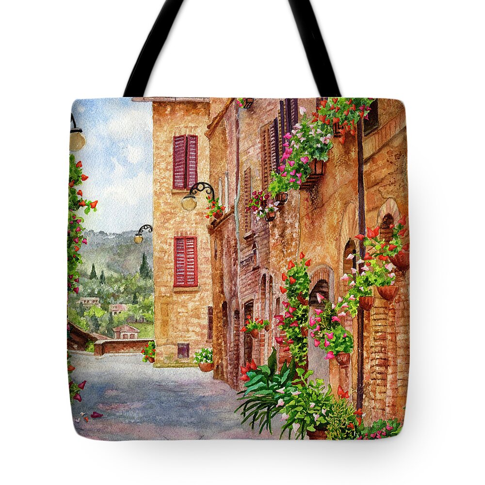 Italy Painting Tote Bag featuring the painting Hearts A'Bloom II by Anne Gifford
