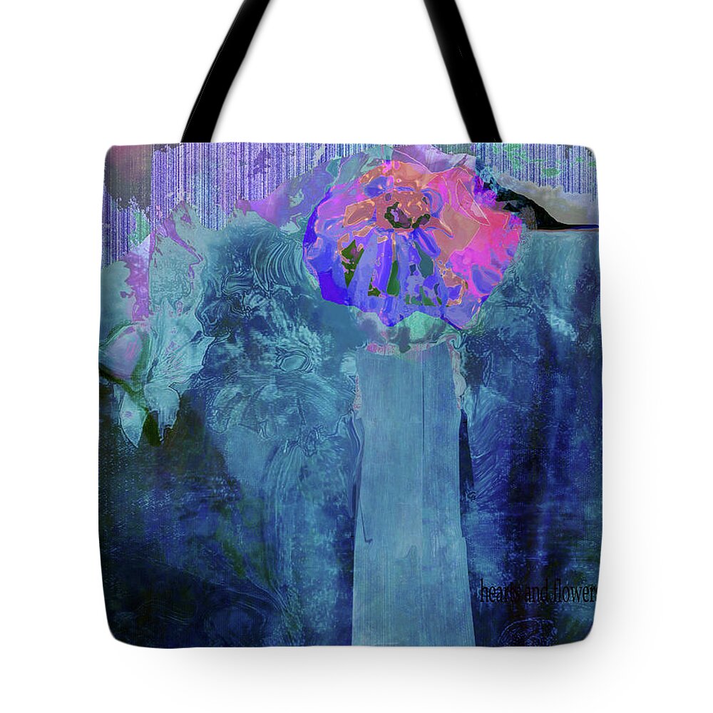 Abstract Tote Bag featuring the mixed media Hearts and Flowers Love at First Light No 2 by Zsanan Studio