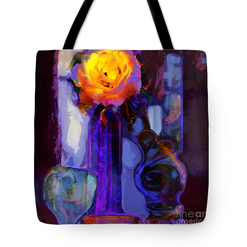 Square Tote Bag featuring the mixed media Hearts and Flowers by Zsanan Studio