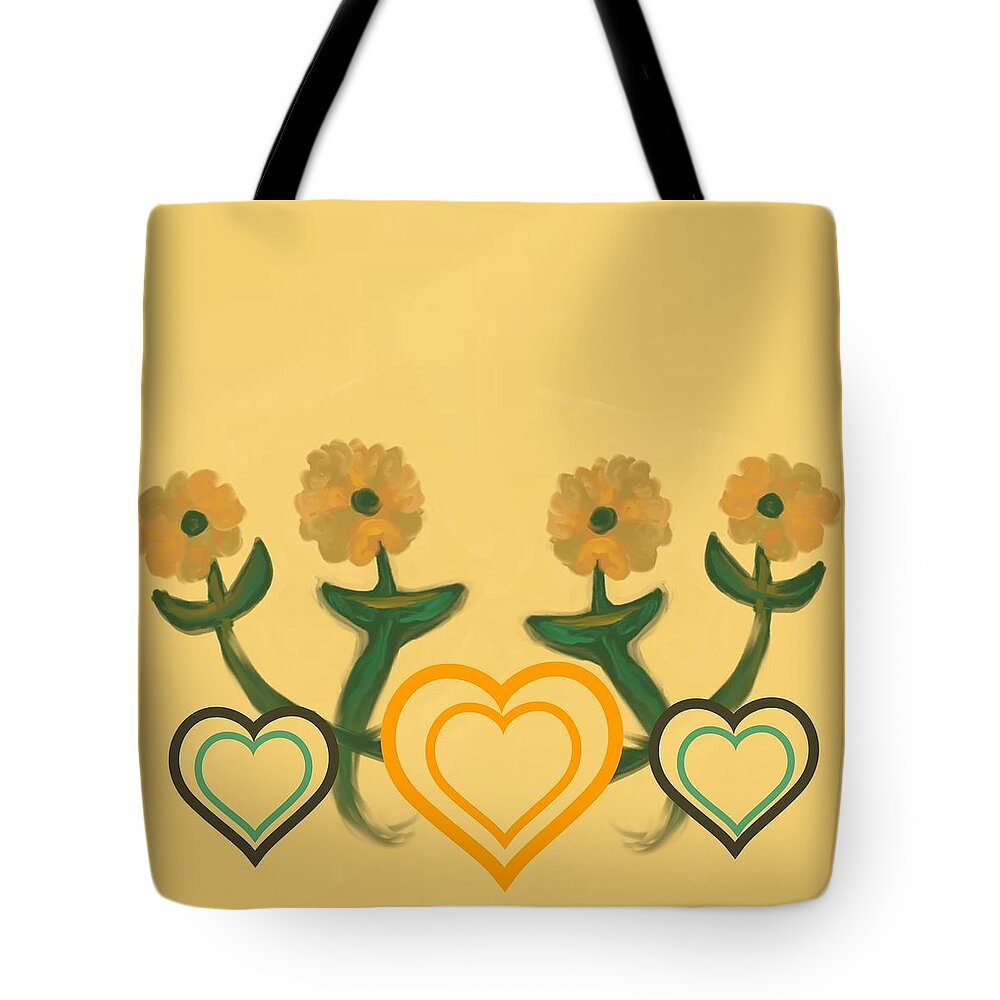 Plants Tote Bag featuring the digital art Hearts Bronze by Joan Ellen Kimbrough Gandy of The Art of Gandy