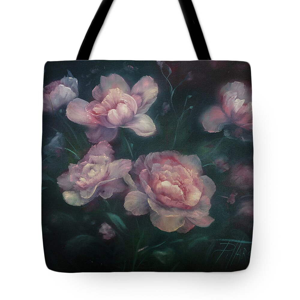 Pink Peonies Tote Bag featuring the painting Heavenly Pink Peonies by Lynne Pittard