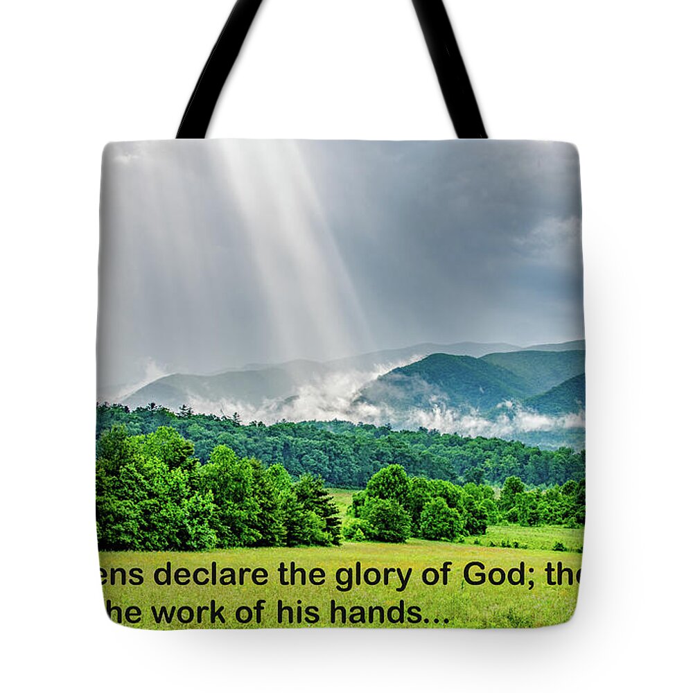 Sun Beams Tote Bag featuring the photograph Heavens Declare by Marcy Wielfaert