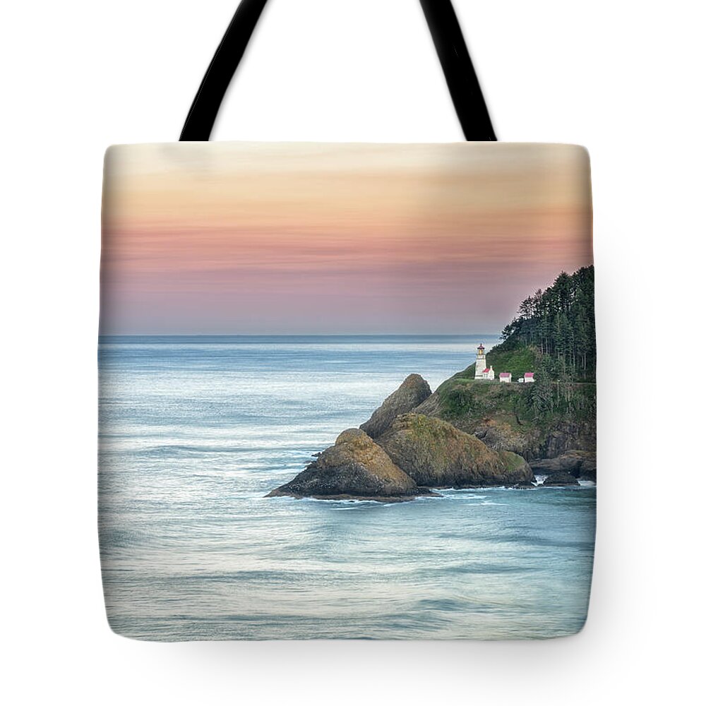 Landscape Tote Bag featuring the photograph Heceta Lighthouse by Russell Pugh