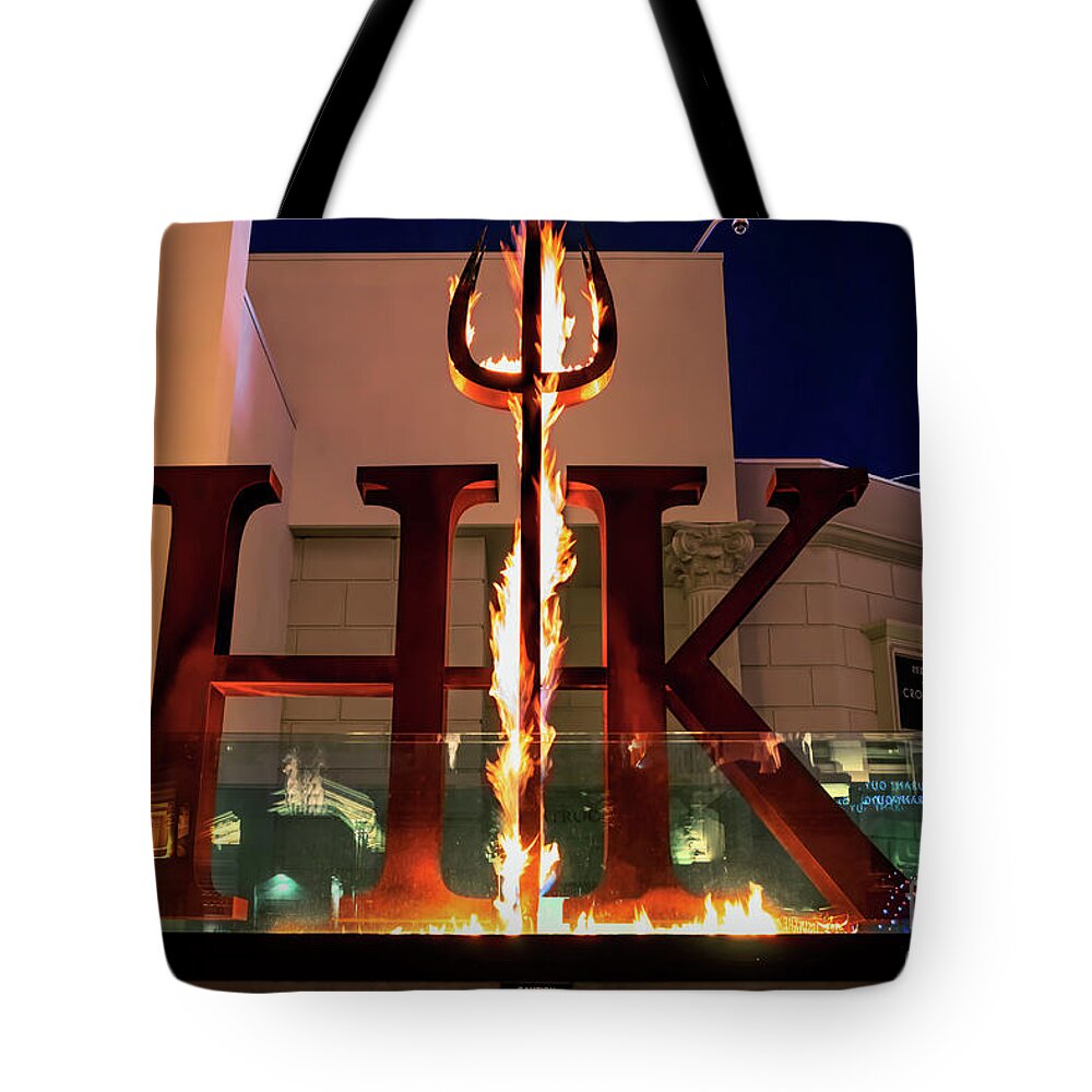 Hells Kitchen Tote Bag featuring the photograph Hells Kitchen Burning Logo Las Vegas by Aloha Art