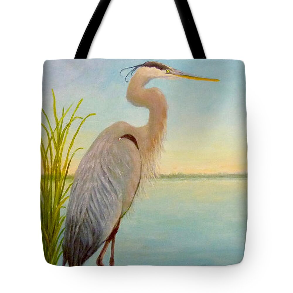 Herron Tote Bag featuring the painting Herron by Joe Bergholm