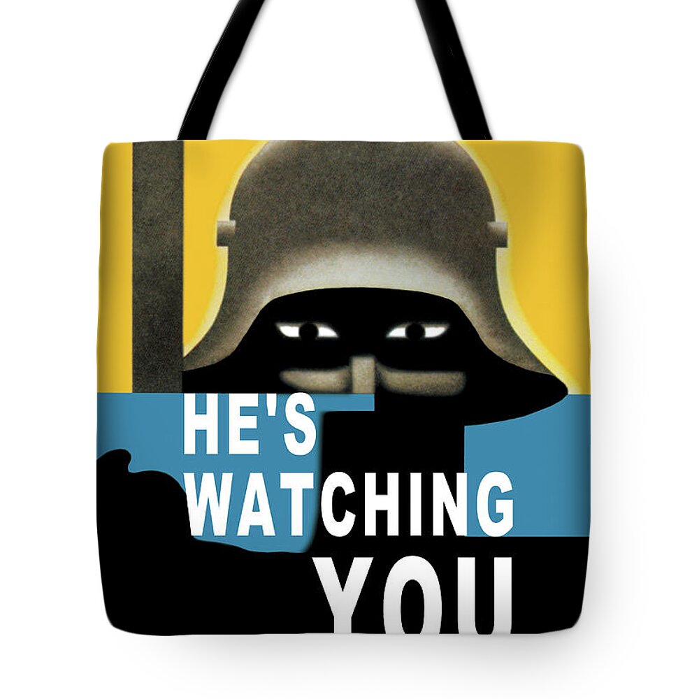 Espionage Tote Bag featuring the painting He's Watching You by Glenn Grohe