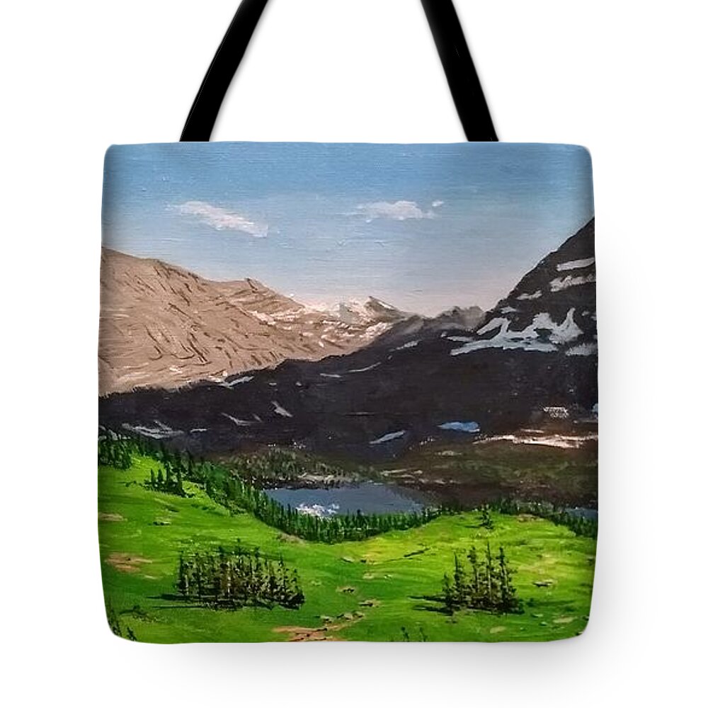 Glacier National Park Tote Bag featuring the painting Hidden Lake Pass by Kevin Daly