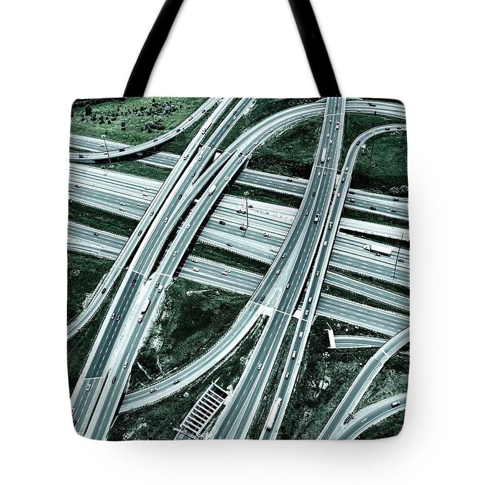Underpass Tote Bag featuring the photograph Highway Overpass, Toned Image by Dan prat