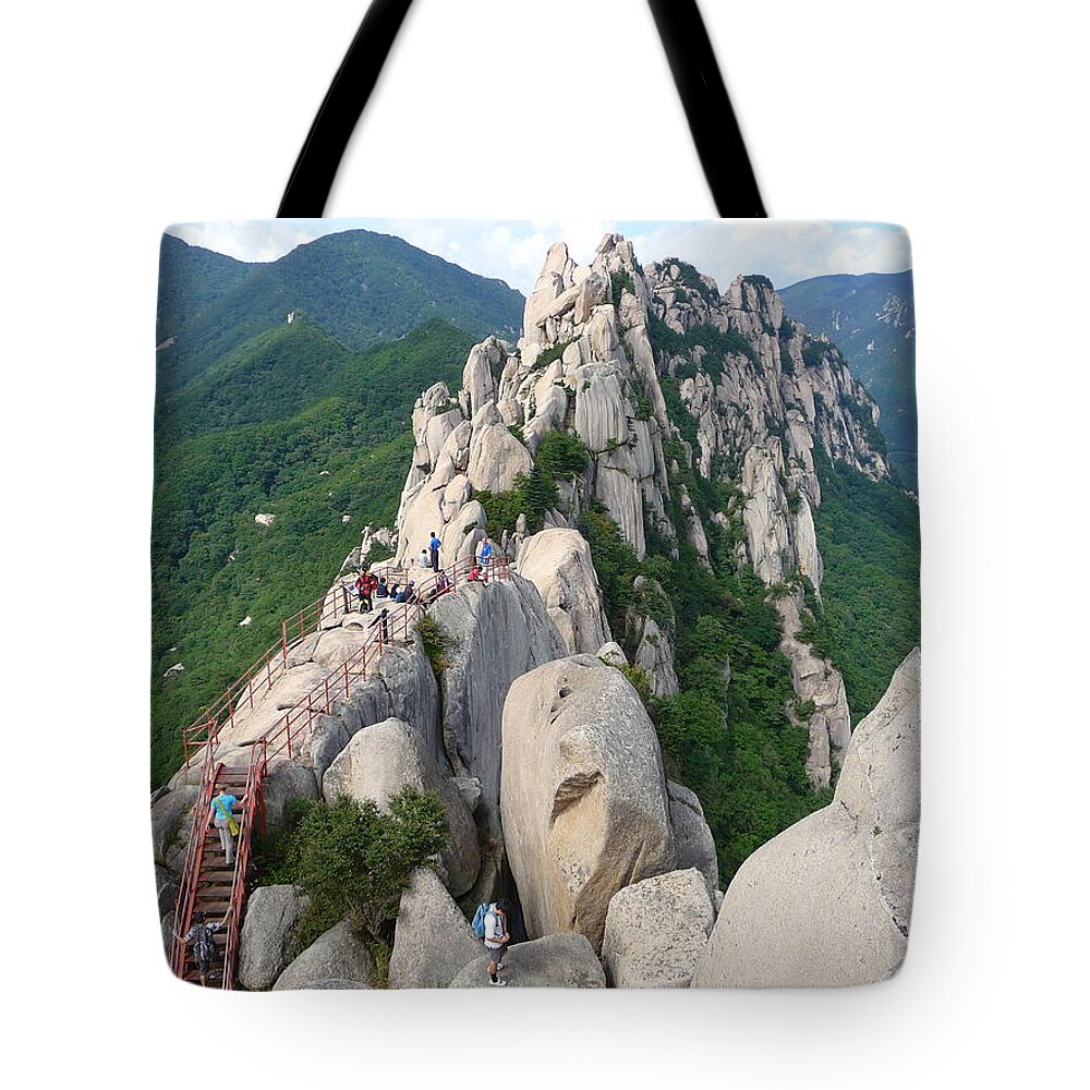 Grass Tote Bag featuring the photograph Hikers by Janette Asche