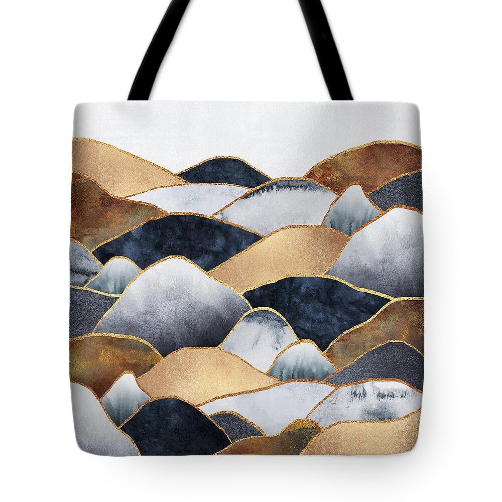 Graphic Tote Bag featuring the digital art Hills by Elisabeth Fredriksson