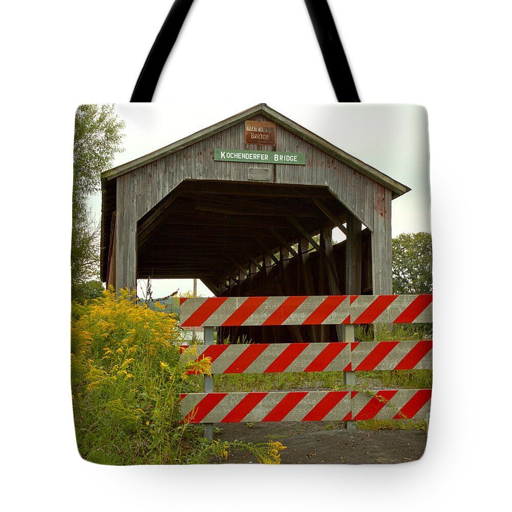 Kochenderfer Covered Bridge Tote Bag featuring the photograph Historic Kochenderfer Covered Bridge by Adam Jewell