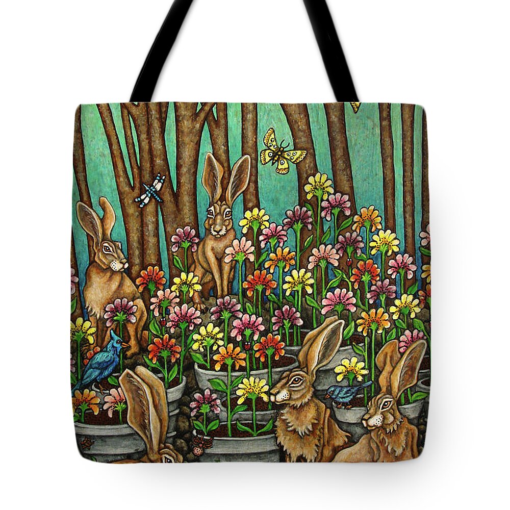 Hare Tote Bag featuring the painting Holding Court by Amy E Fraser