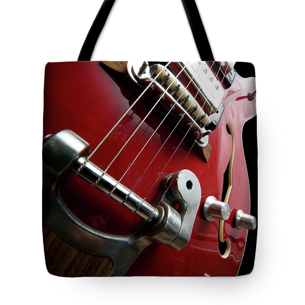 Rock Music Tote Bag featuring the photograph Hollowbody Electric Guitar Hollow Body by Slobo