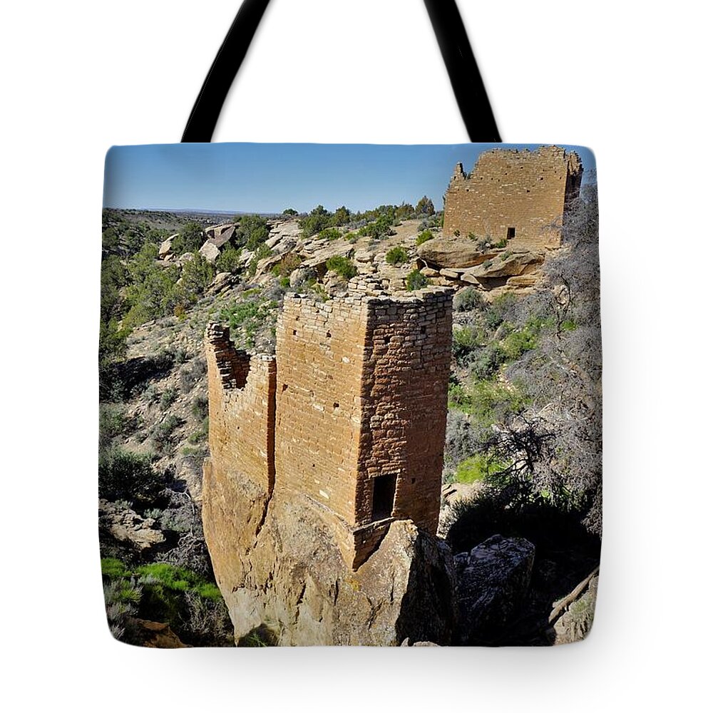 Holly Tower Tote Bag featuring the photograph Holly Tower at Hovenweep by Tranquil Light Photography