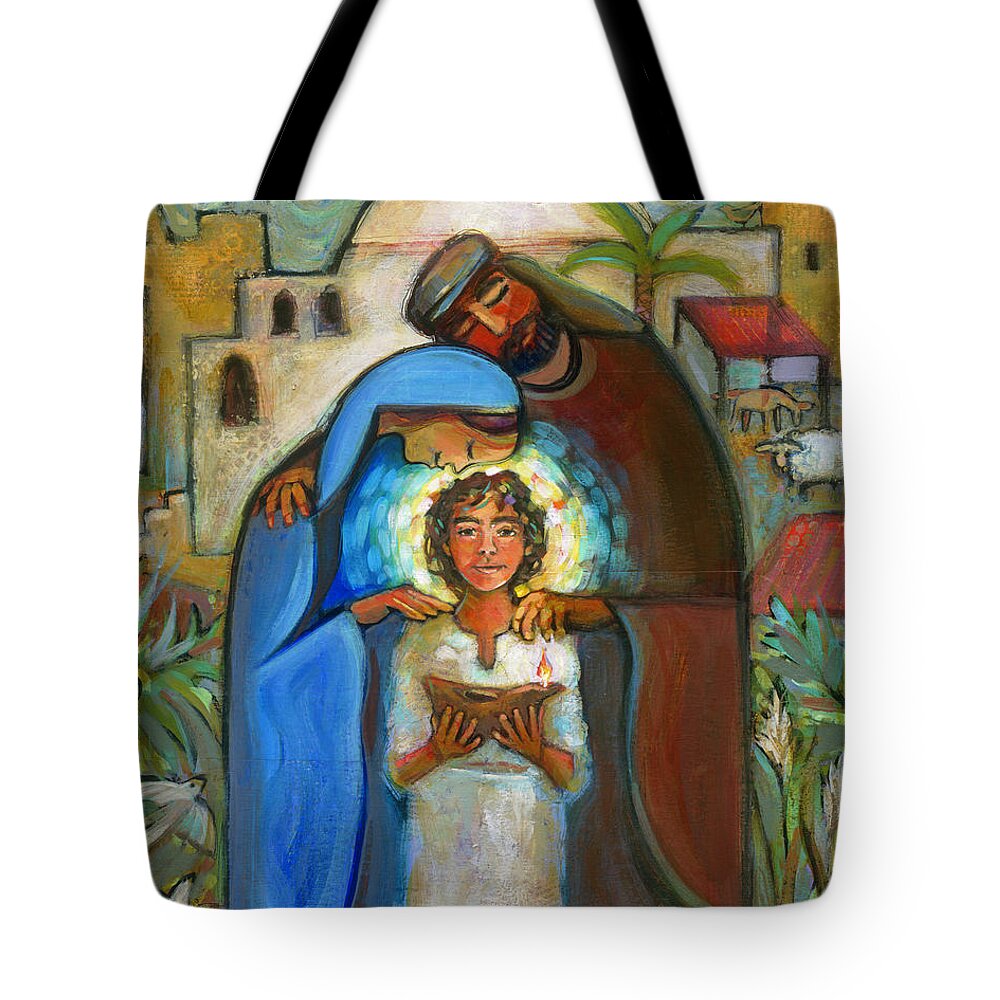 Jen Norton Tote Bag featuring the painting Holy Family by Jen Norton
