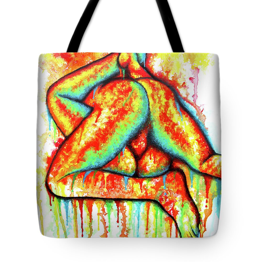 Holy Fuck - Erotic Art Illustration Nude Sex Sexual Love Lovers Relationship Couple Mature Tote Bag by Nymphainna AB picture