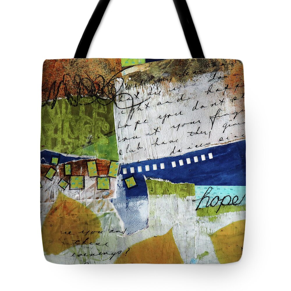 Collage Art Tote Bag featuring the mixed media Hope Floats by Laura Lein-Svencner