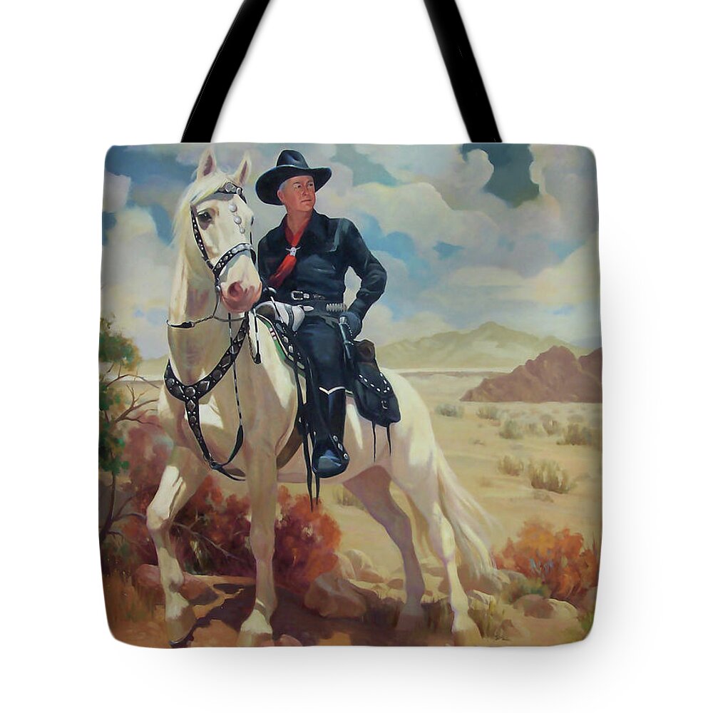 Western Art Tote Bag featuring the painting Hoppy by Carolyne Hawley