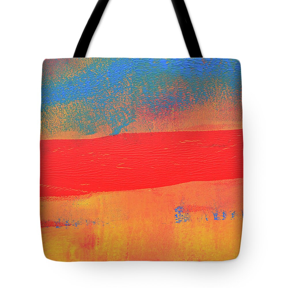 Art Tote Bag featuring the digital art Horizontal Red Stripe by Johnwoodcock