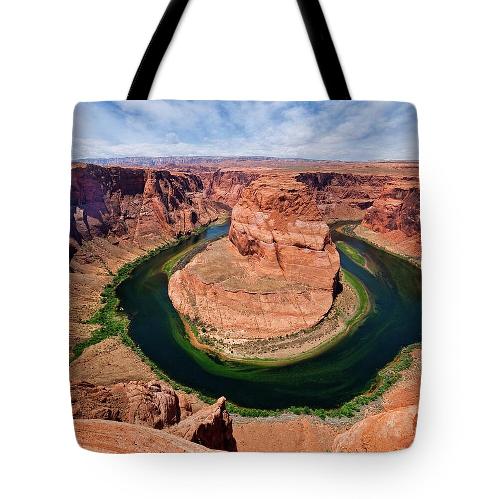 Arid Climate Tote Bag featuring the photograph Horseshoe Bend on the Colorado River by Jeff Goulden