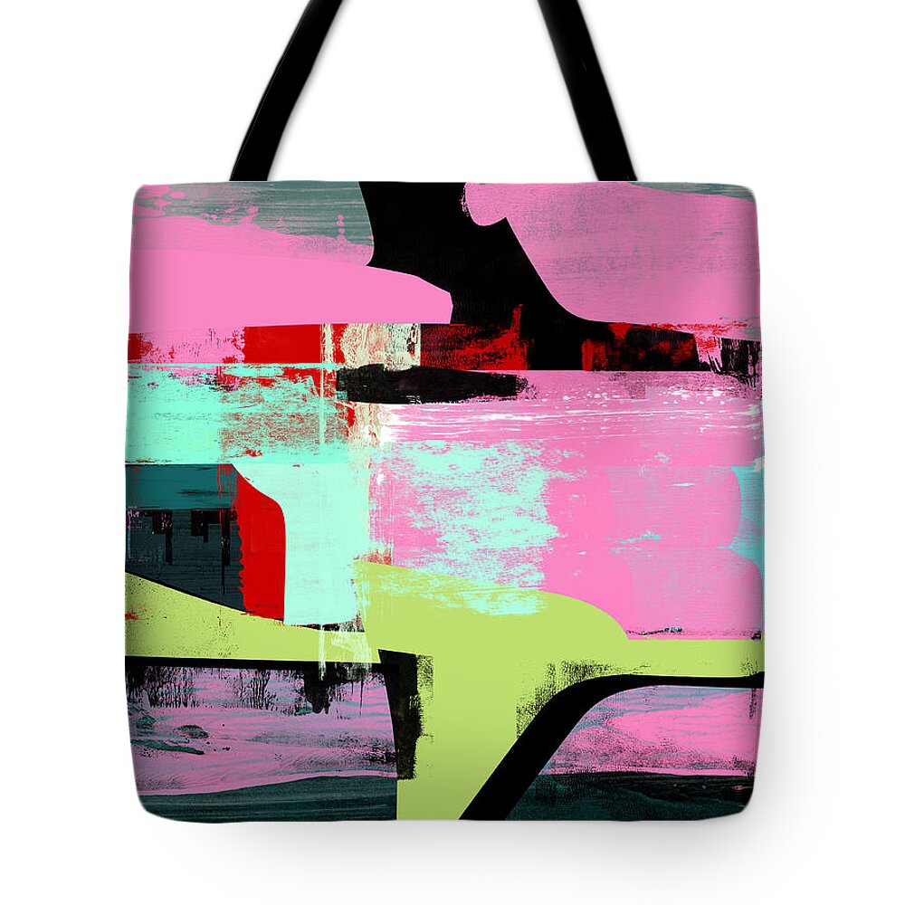 Abstract Tote Bag featuring the painting Hot Pink Abstract Study by Naxart Studio