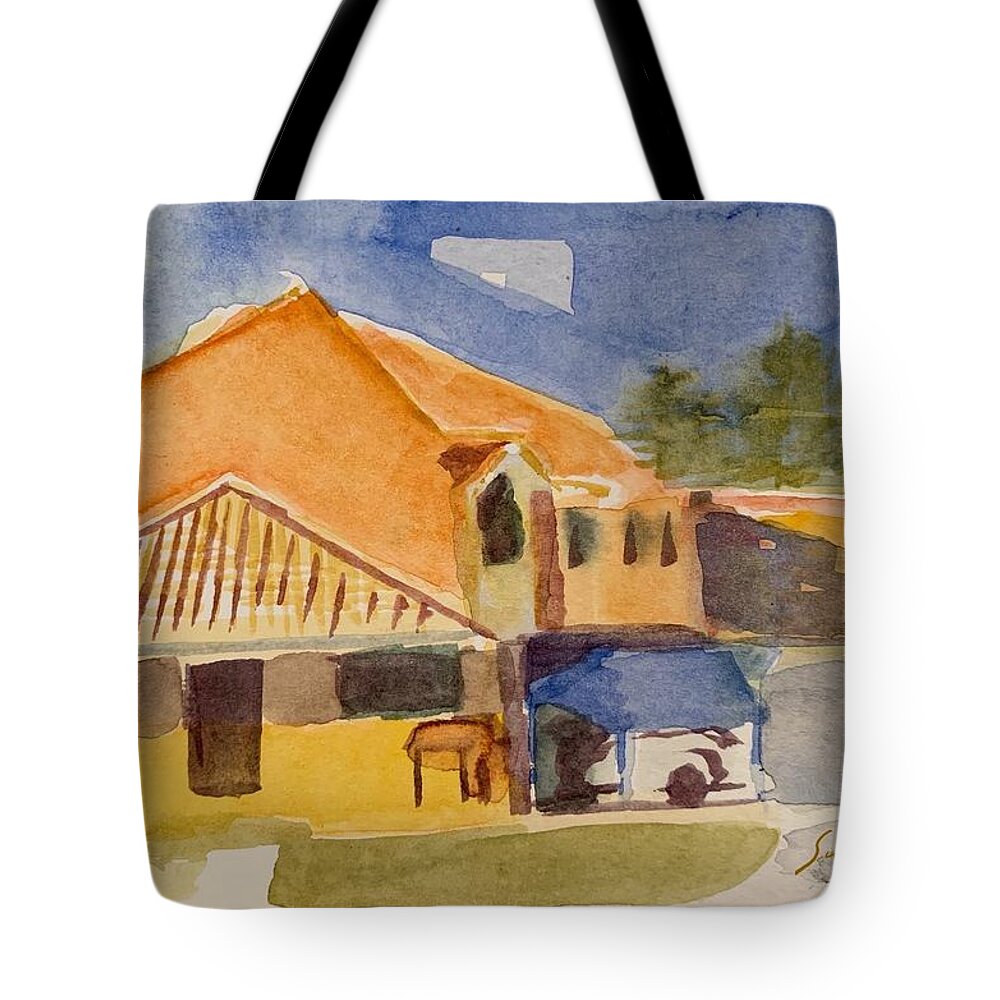 House Tote Bag featuring the painting House Across the Way by Suzanne Giuriati Cerny