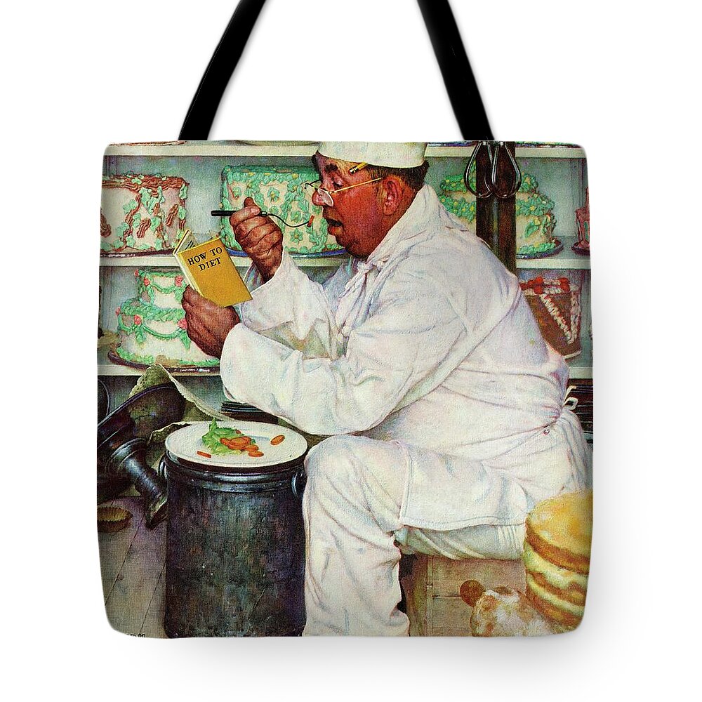 Bakers Tote Bag featuring the painting How To Diet by Norman Rockwell