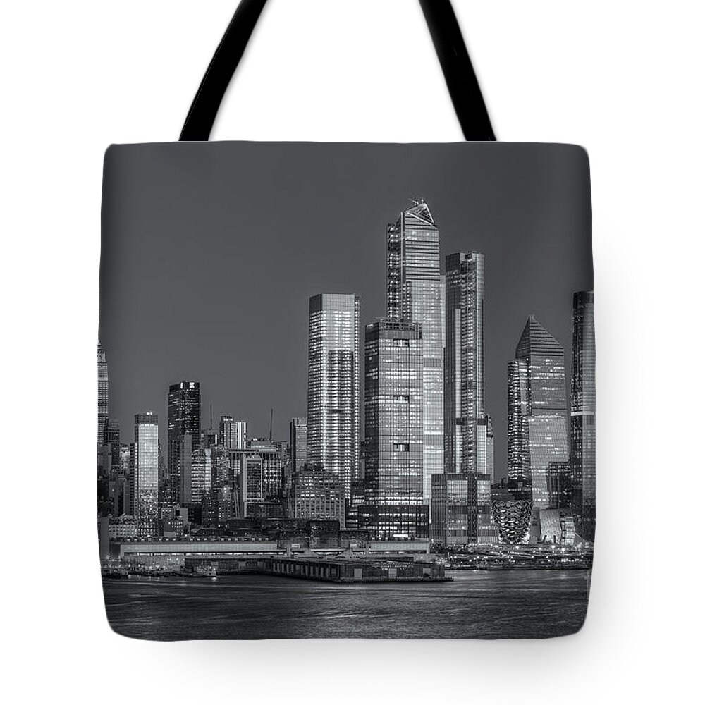 Clarence Holmes Tote Bag featuring the photograph NYC Hudson Yards Development at Twilight II by Clarence Holmes