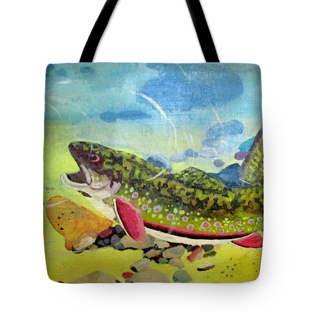 Fish Tote Bag featuring the painting Hungry Trout by Clyde J Kell