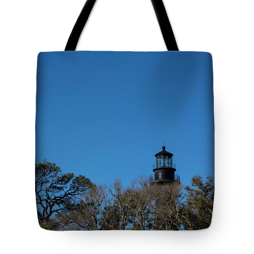 Hunting Tote Bag featuring the photograph Hunting Island Lighthouse by Valerie Cason