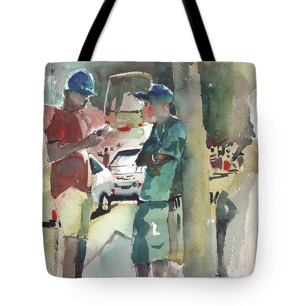  Tote Bag featuring the painting Hustle om West Queen Street by Gaston McKenzie