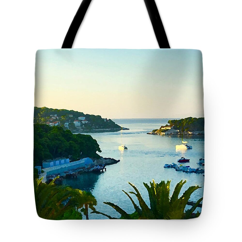Sea Tote Bag featuring the photograph Hvar Dawn by Tom Johnson