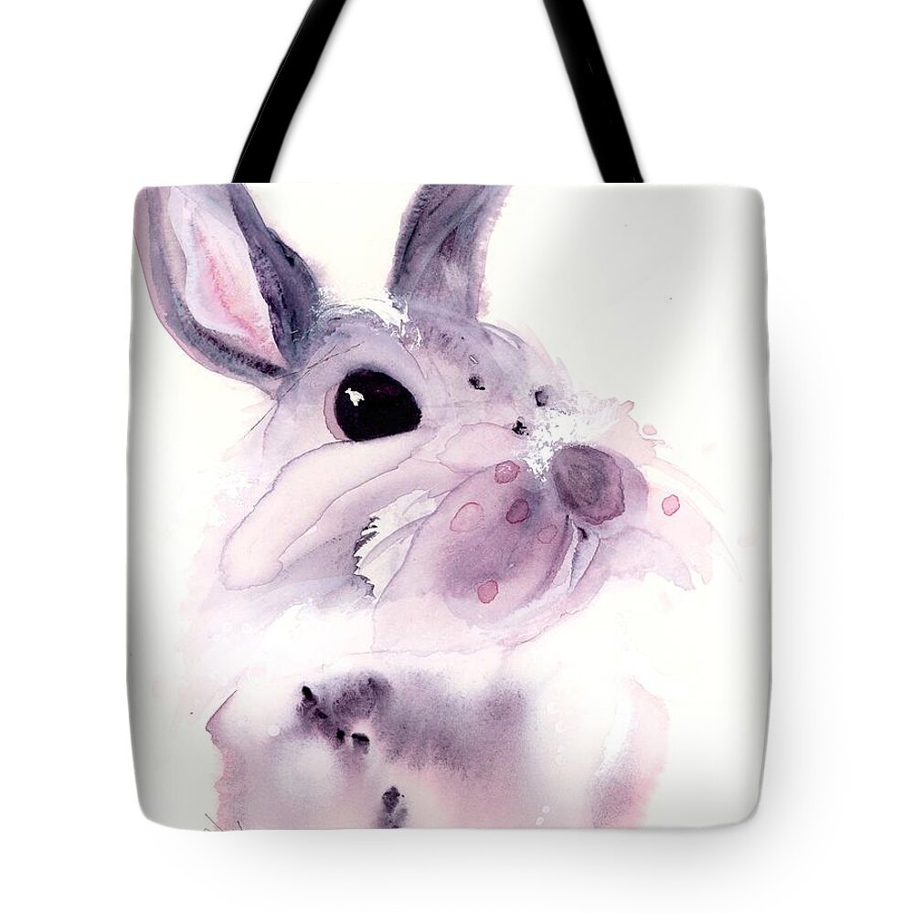 Bunny Tote Bag featuring the painting I Didn't Mean To by Dawn Derman