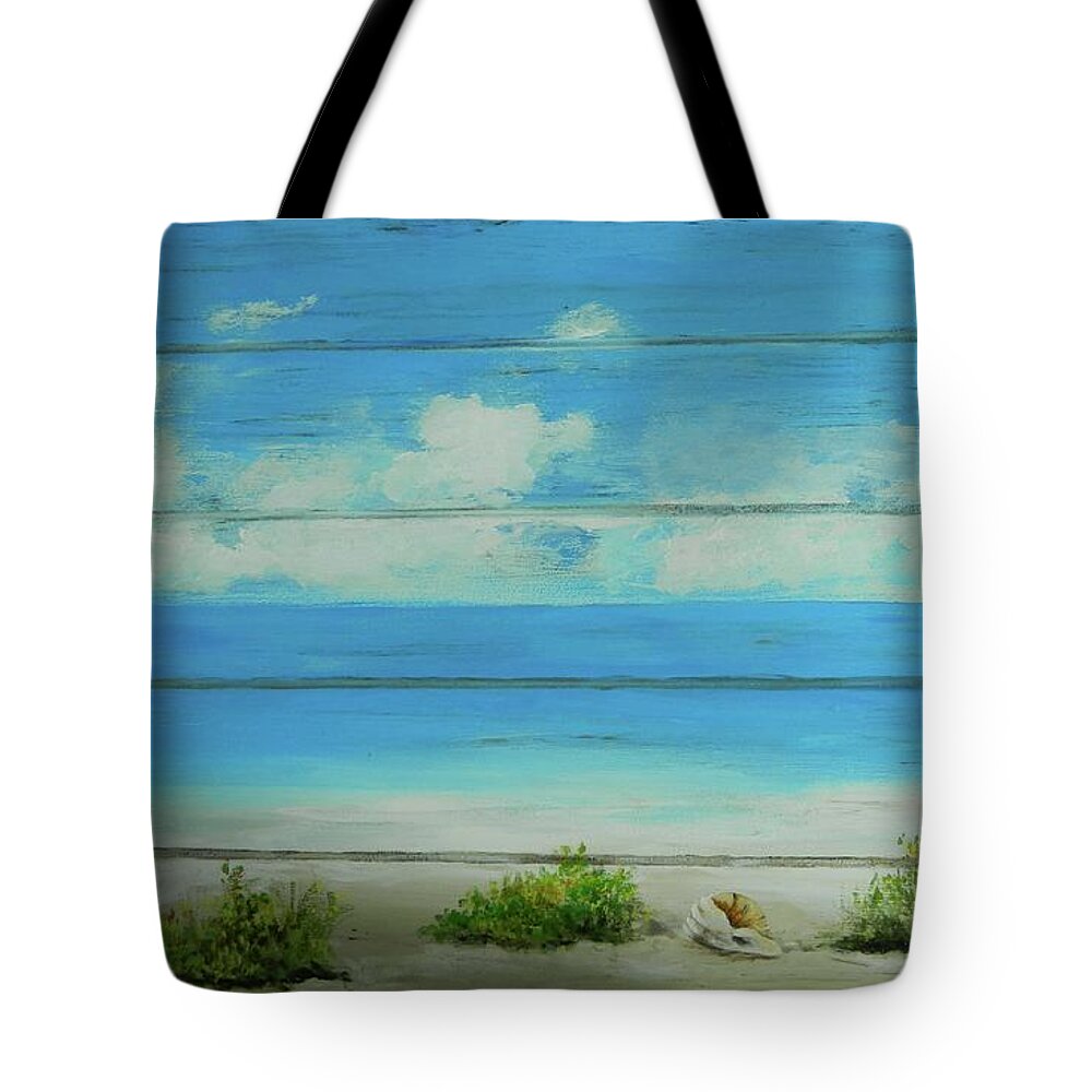 Caribbean Sea Tote Bag featuring the painting I Love The Beach 1 by Kenneth Harris