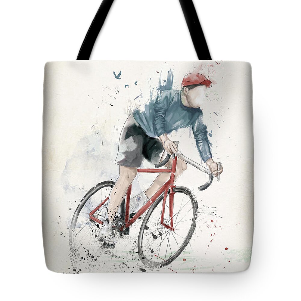 Bike Tote Bag featuring the mixed media I want to ride my bicycle by Balazs Solti