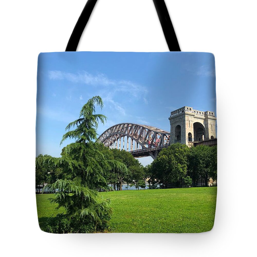Astoria Park Tote Bag featuring the photograph Iconic Astoria Park Scene by Cate Franklyn