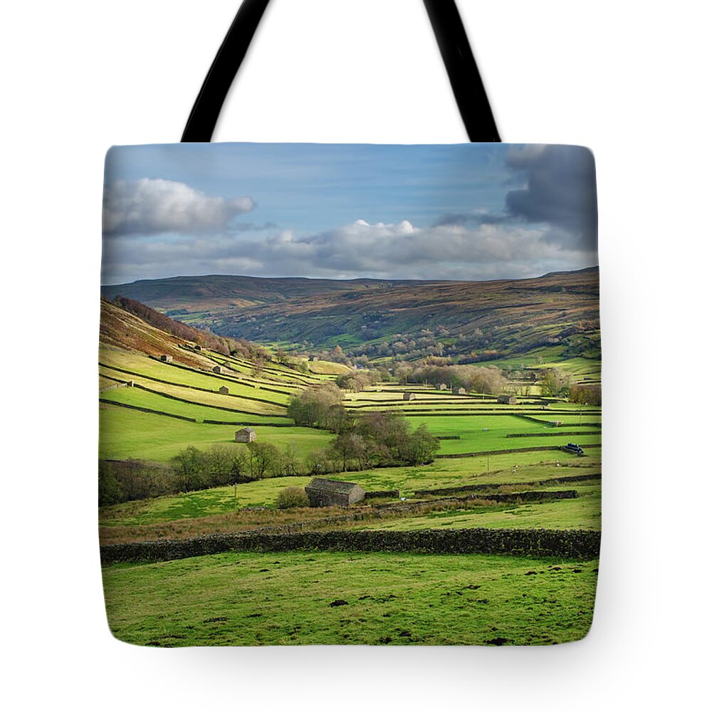 Muker Tote Bag featuring the mixed media Iconic Swaledale by Smart Aviation